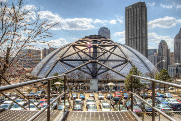 The Civic Arena and Pittsburgh skyline in HDR