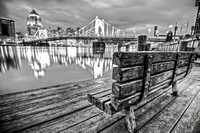 Bench in B&W on the North Shore of Pittsburgh HDR