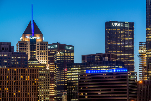 The Steel Building and Highmark building just before dawn in Pittsburgh