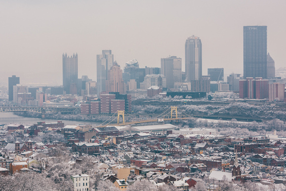 A snow covered Pittsburgh and South Side