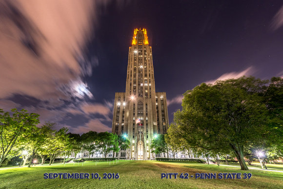The Victory Lights and Cathedral of Learning shine bright after Pitt defeated Penn State - Score