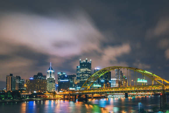 Clouds streaking over Pittsburgh and the Ft. Pitt Bridge