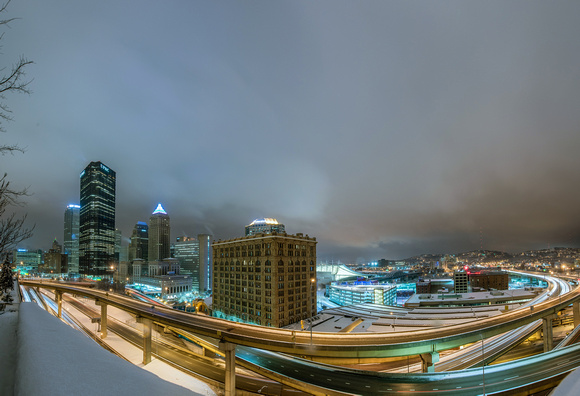 Panorama of Pittsburgh from Uptown in the winter