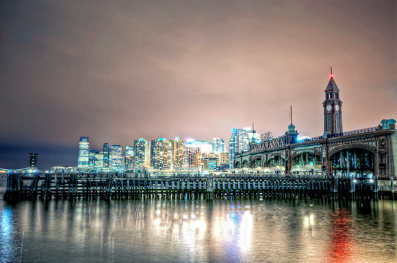 Jersey City at night from Hoboken HDR