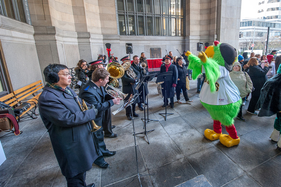 The Pirate Parrot directs the Salvation Army Band in Pittsburgh