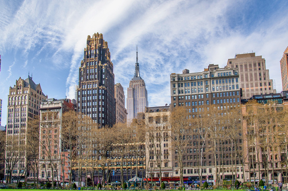 The Empire State Building as seen from Bryant Park