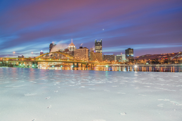 A colorful winter morning on the North Shore of Pittsburgh