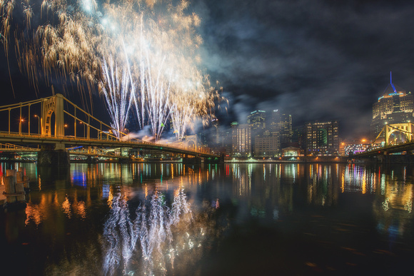 Colorful Light Up Night fireworks in Pittsburgh