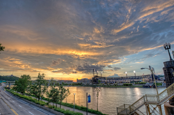 Fire in the sky over PNC Park HDR