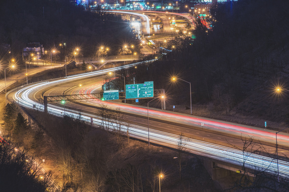 Light Trails on 279 at night in Pittsburgh