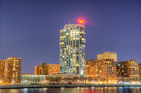 W Hotel in Hoboken at night HDR