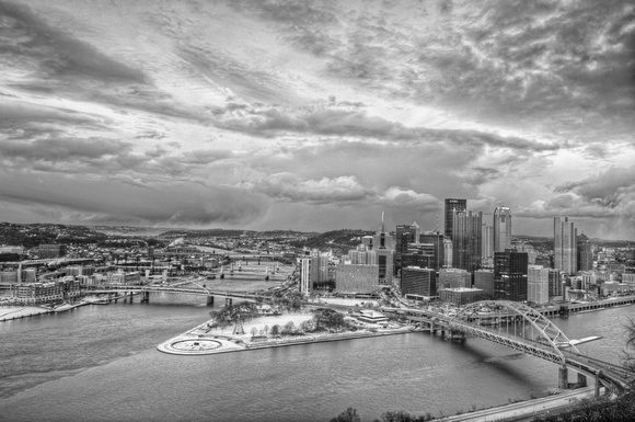 View of Pittsburgh from the Duquesne Incline B&W HDR