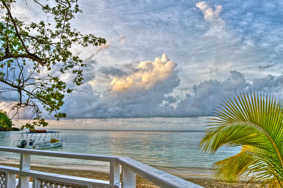 Clouds over the ocean in Jamaica HDR