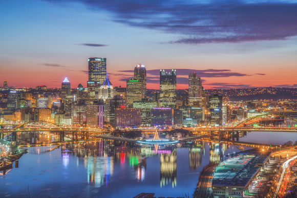 A colorful Pittsburgh morning from the West End Overlook