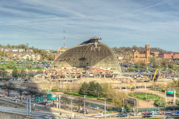 The deconstruction of the Civic Arena as seen from the Steel Building HDR