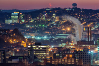 View towards the Strip District in Pittsburgh before dawn