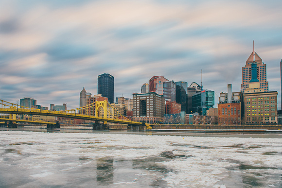 Long exposure of clouds and ice in Pittsburgh