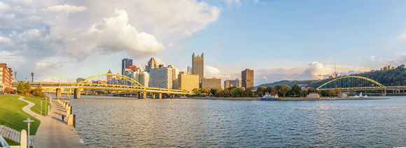 Pittsburgh glows at sunset in this panorama