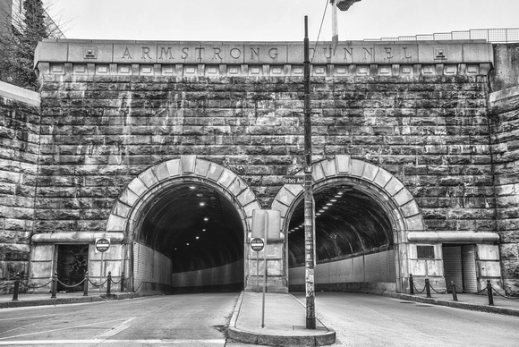 Armstrong Tunnels in Pittsburgh in B&W