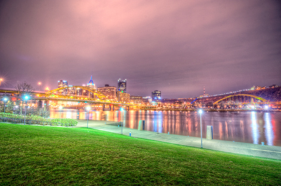A purple sky over Pittsburgh from the North Shore HDR