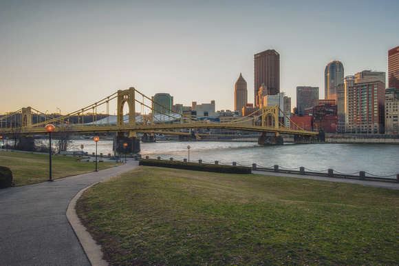 A view of the walkway on the North Shore of Pittsburgh