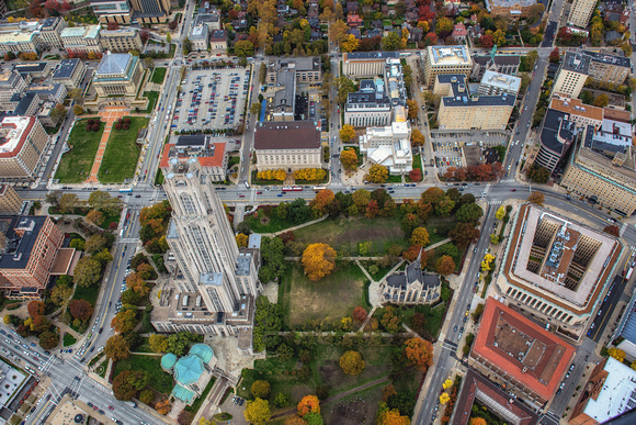 Aerial view of the University of Pittsburgh