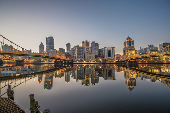 Calm waters and Pittsburgh reflections from the North Shore HDR