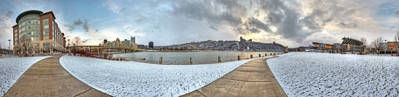 A snowy panorama of Pittsburgh from the North Shore HDR