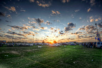 Sun setting over a parking lot at Beaver Stadium HDR
