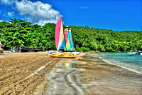 Boats on the beach in Jamaica