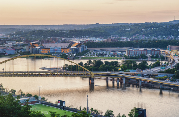 Heinz Field and Pittsburgh at dusk HDR