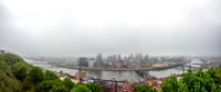Panorama of the Pittsburgh skyline on a foggy morning