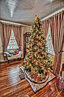 Christmas tree in living room HDR