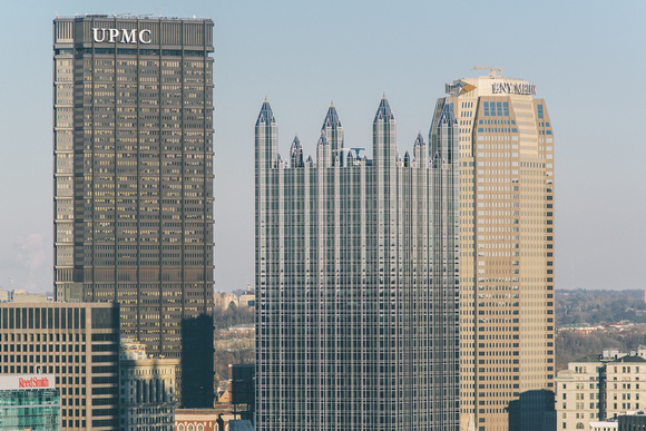 The Towers of downtown Pittsburgh - The Steel Building, PPG Place and BNY Mellon