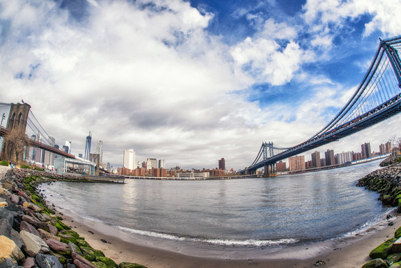 The Brooklyn and Manhattan Bridges in New York City