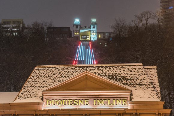 Light trails on the Duquesne Incline station